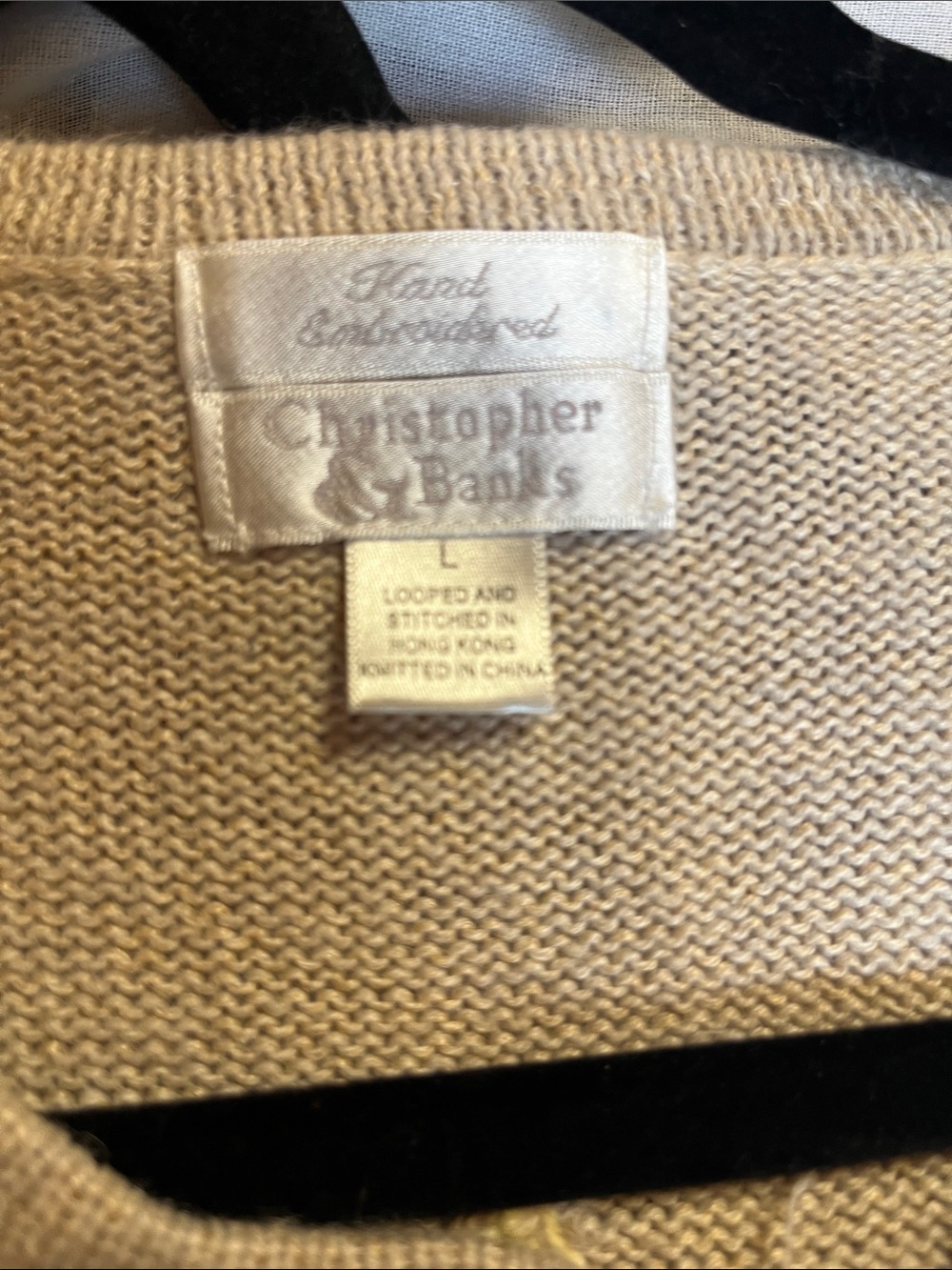 Christopher & Banks Beige Cardigan with Embroidered Detail 21”PTP - Picture 6 of 6